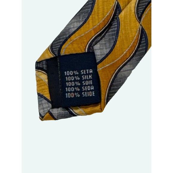 Meeting Street · One Size · 100% Silk Necktie · Swirl Print · Yellow Blue - Picture 5 of 7